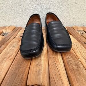 Celine Black Leather Loafers Square Toe Mens Slip On Shoes Made in Italy Size 8